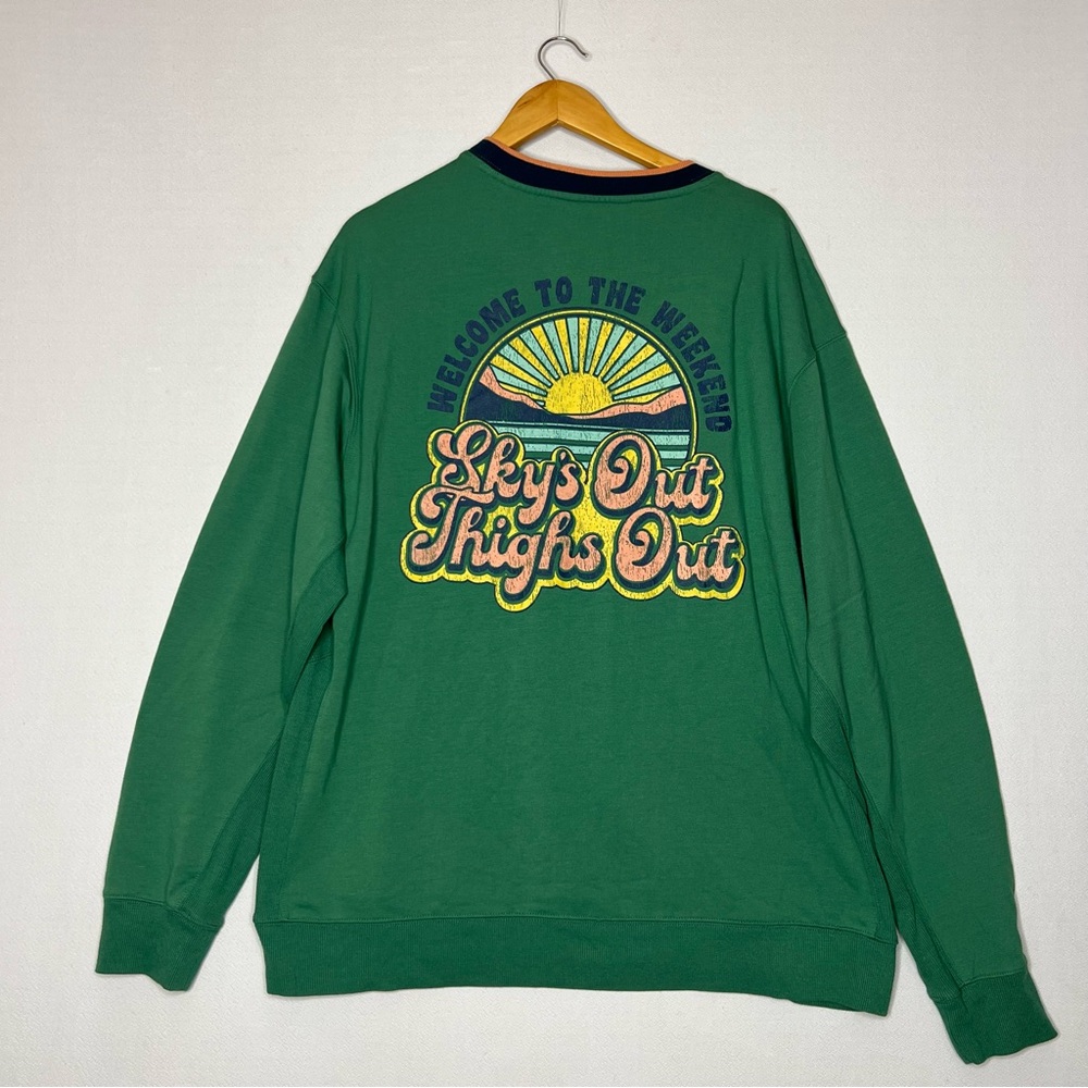 Chubbies Sky’s Out Thighs Out Green Pullover Crewneck Sweater Size XXL Mens